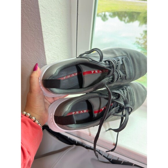 PRADA Nylon Linea Rossa Sneakers in Charcoal Gray Men’s Size 8 Style No.4E 3148 main image 12